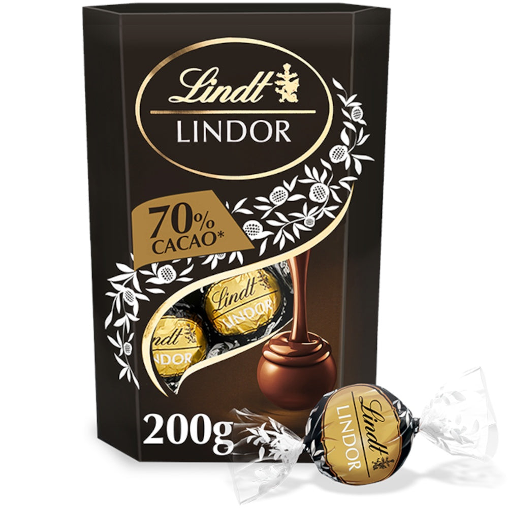 Lindt Lindor 70% Dark Chocolate Truffles Box 200gm