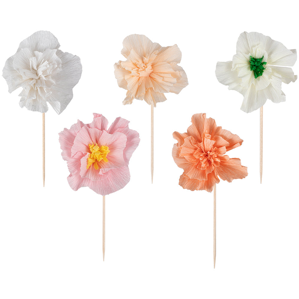 Tissue Paper Flower Cake Toppers