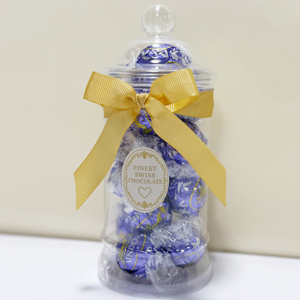 Lindt Blueberries & Cream White Chocolate Truffles in a Victorian Jar
