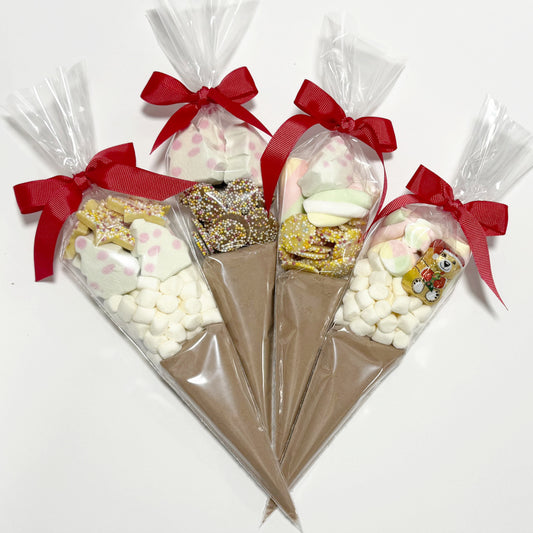 Christmas Hot Chocolate Cones with Chocolates and Marshmallows