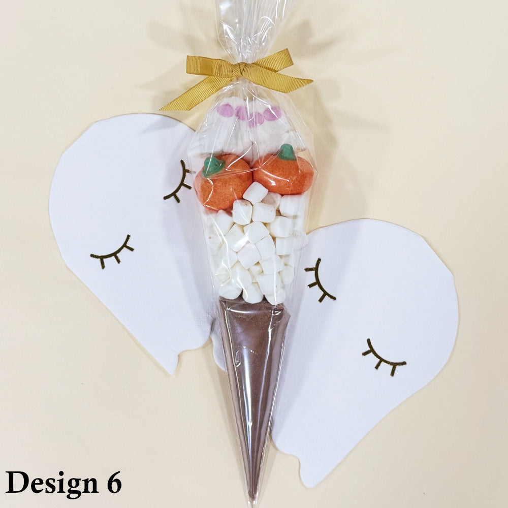 Halloween Themed Hot Chocolate Cones with Marshmallows