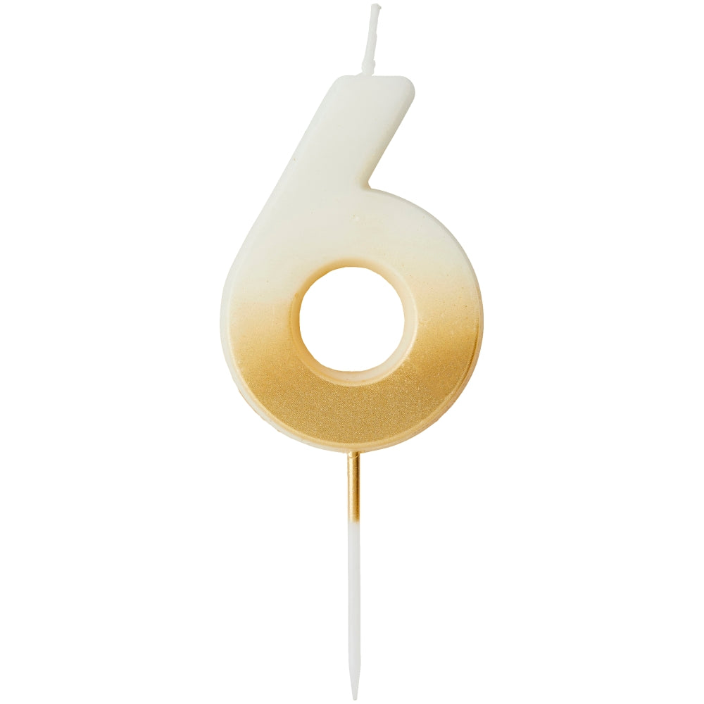 Gold Ombre Number 6 Candle