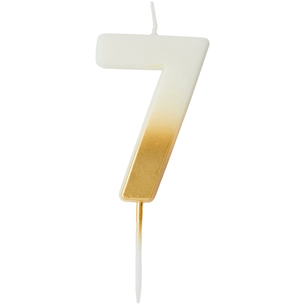 Gold Ombre Number 7 Candle