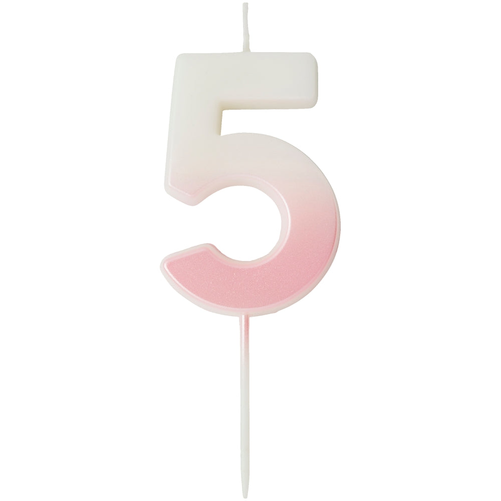 Pink Ombre Number 5 Candle