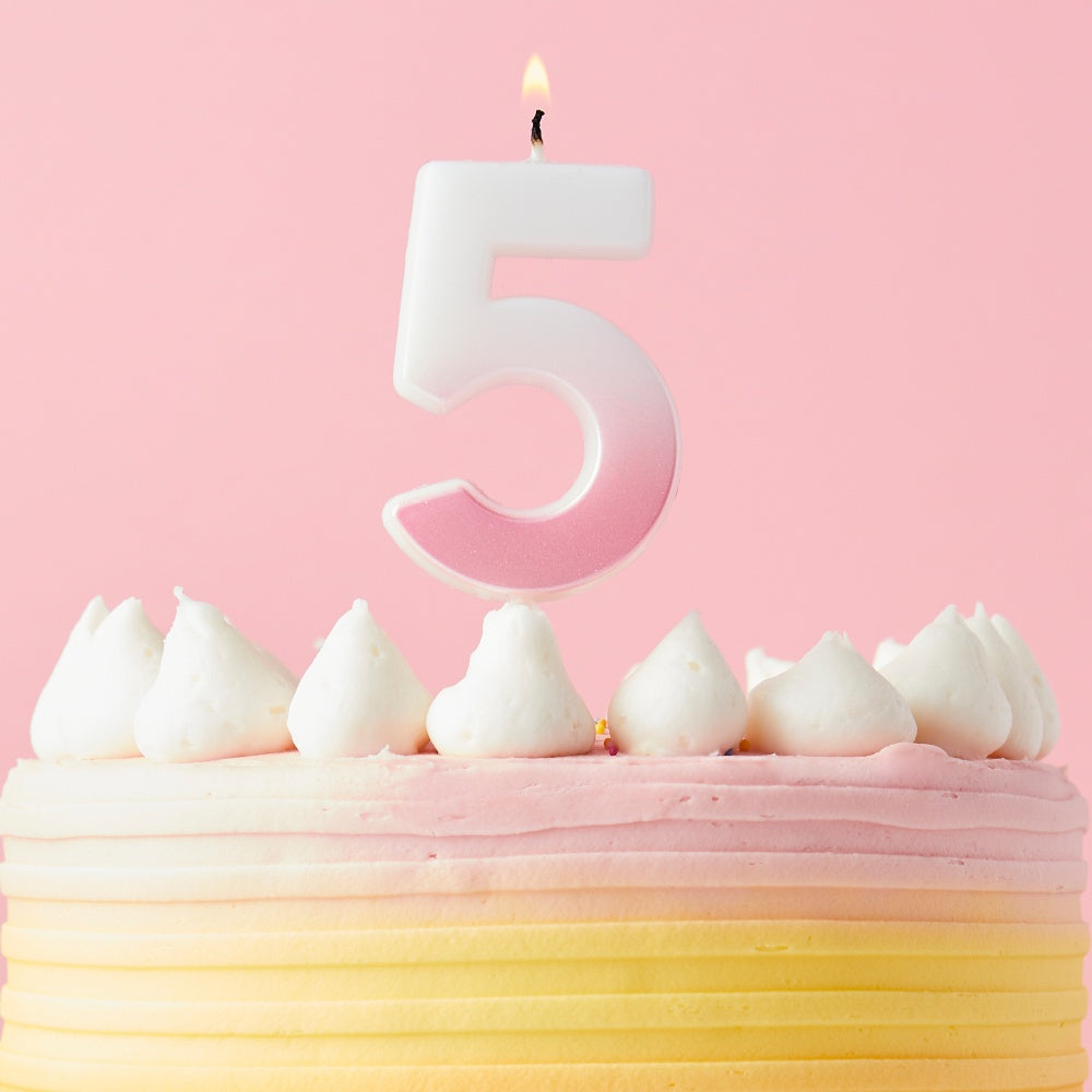 Pink Ombre Number 5 Candle