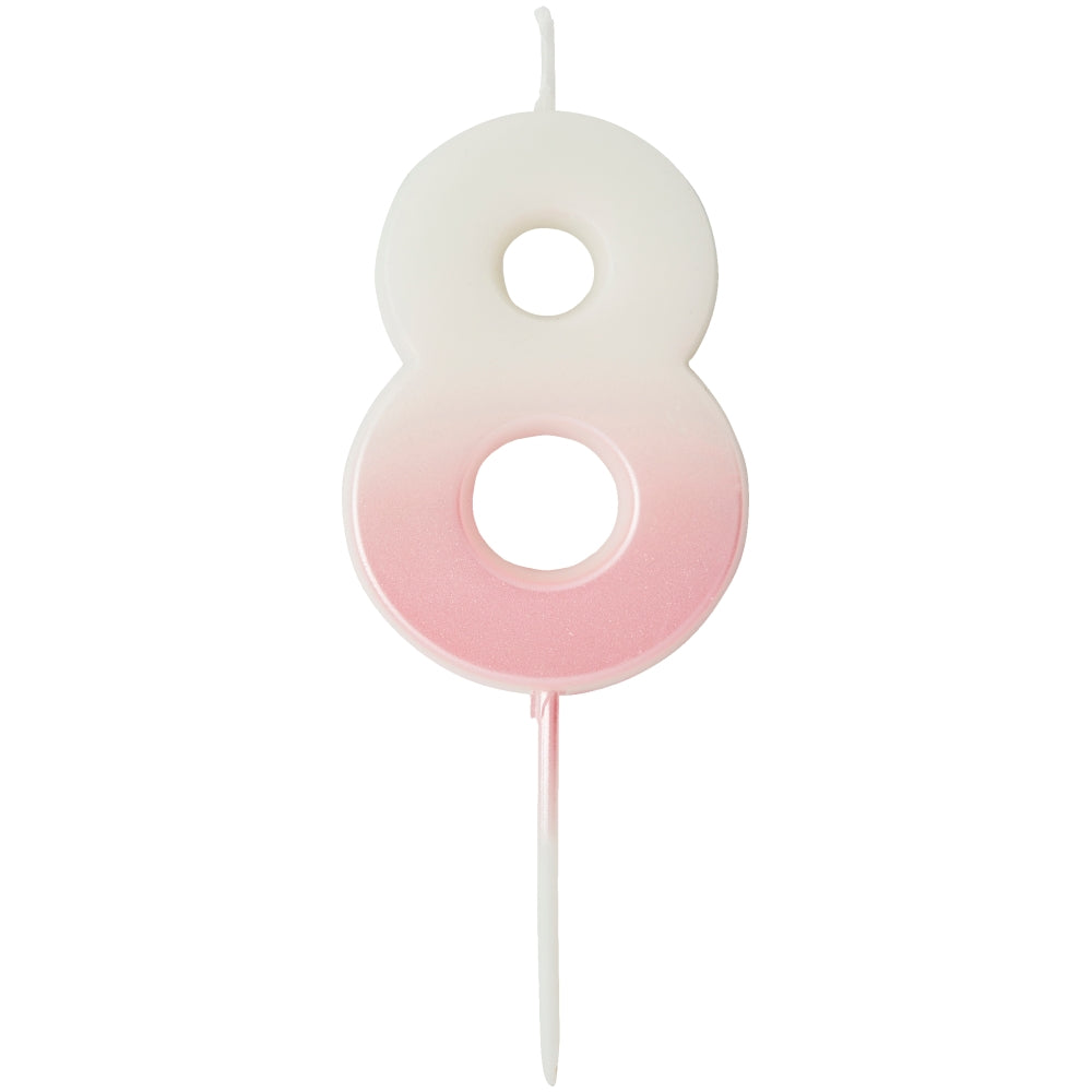 Pink Ombre Number 8 Candle