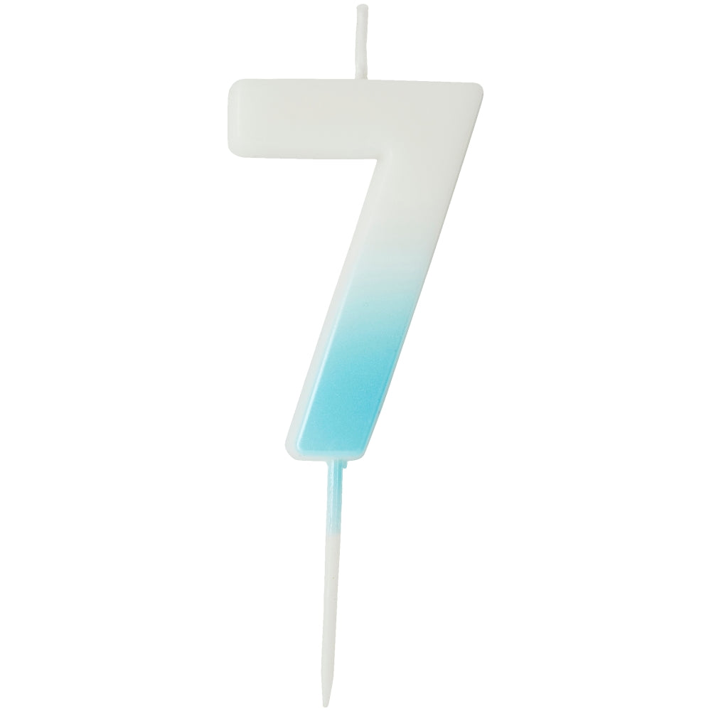 Blue Ombre Number 7 Candle