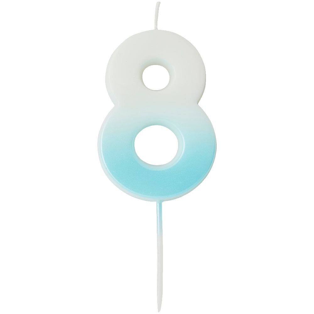 Blue Ombre Number 8 Candle