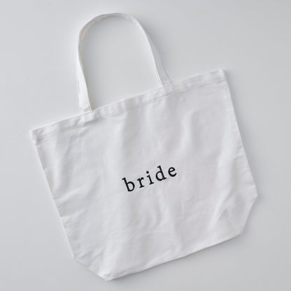 White Embroidered Bride Tote Bag