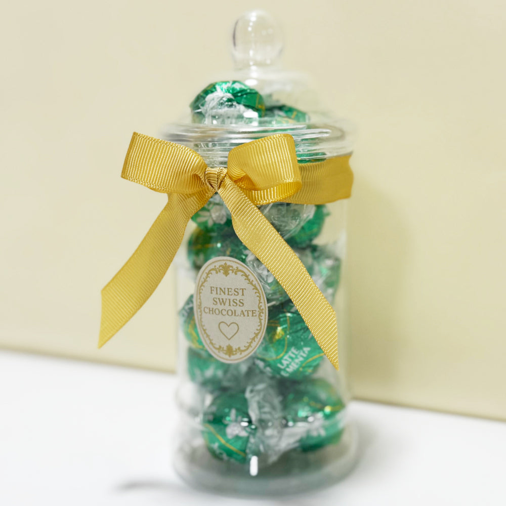 Lindt Mint Milk Chocolate Truffles in a Victorian Jar
