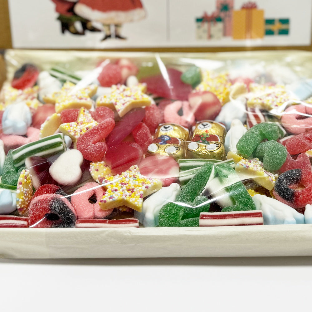 Personalised Christmas Mr & Mrs Santa Postcard Sweet Box