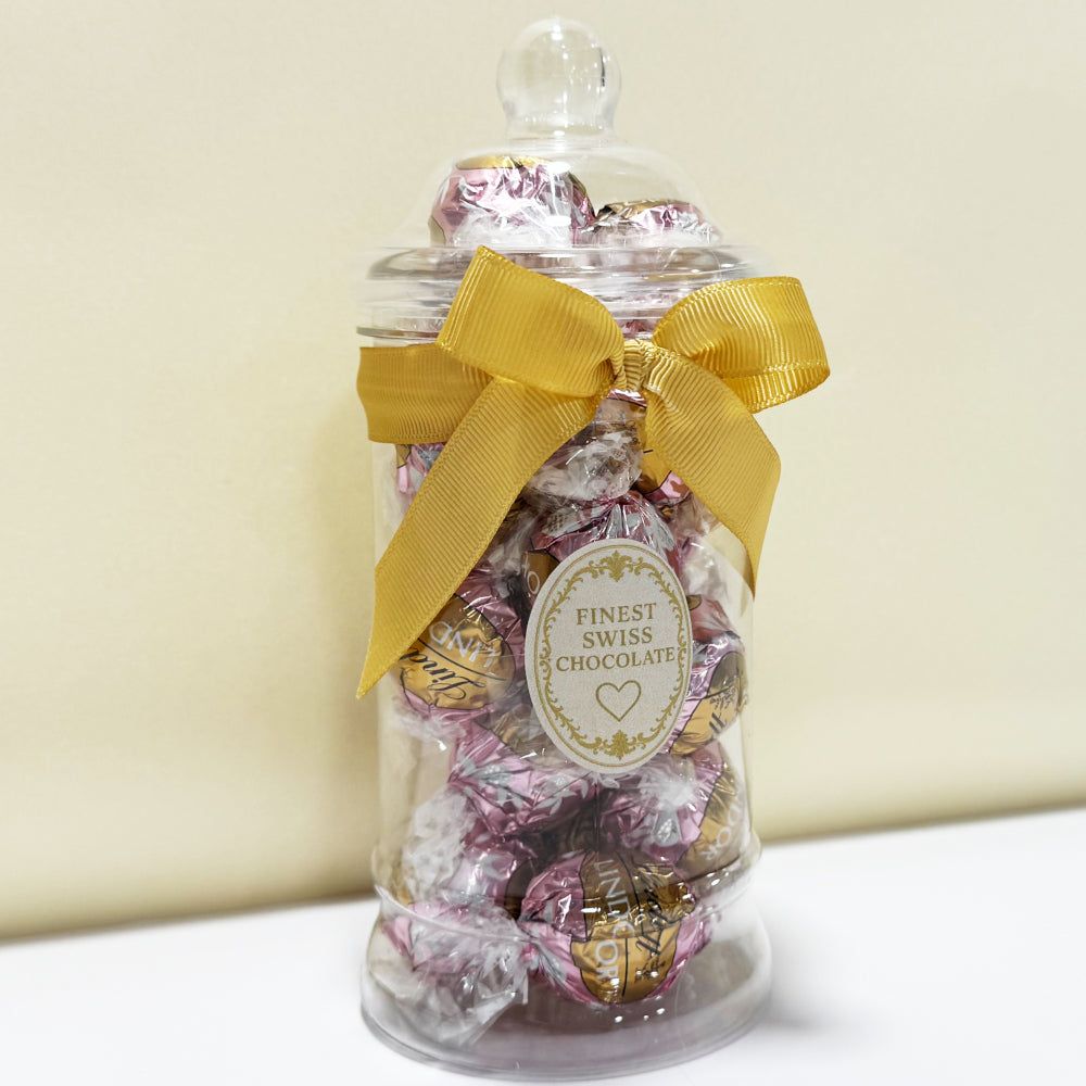 Lindt Strawberry & Vanilla White Chocolate Truffles in a Victorian Jar