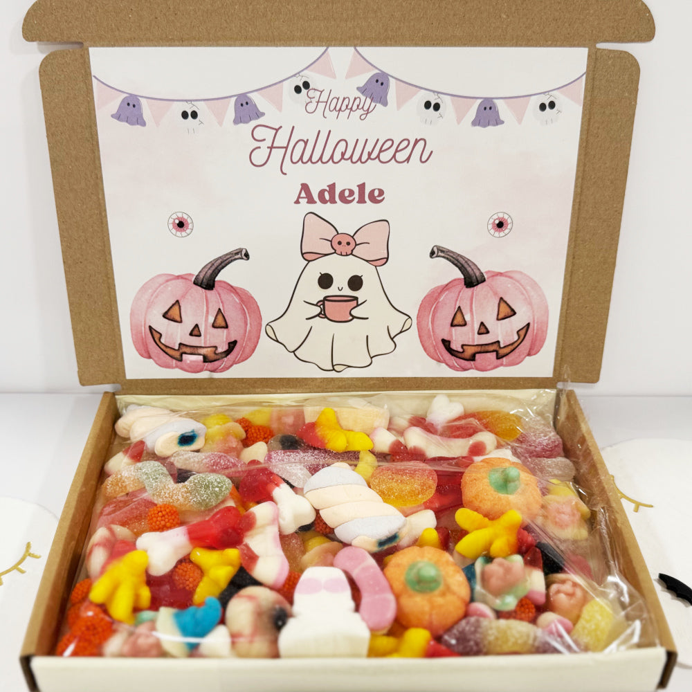 Personalised Pink Pumpkins and Ghost Sweet Box