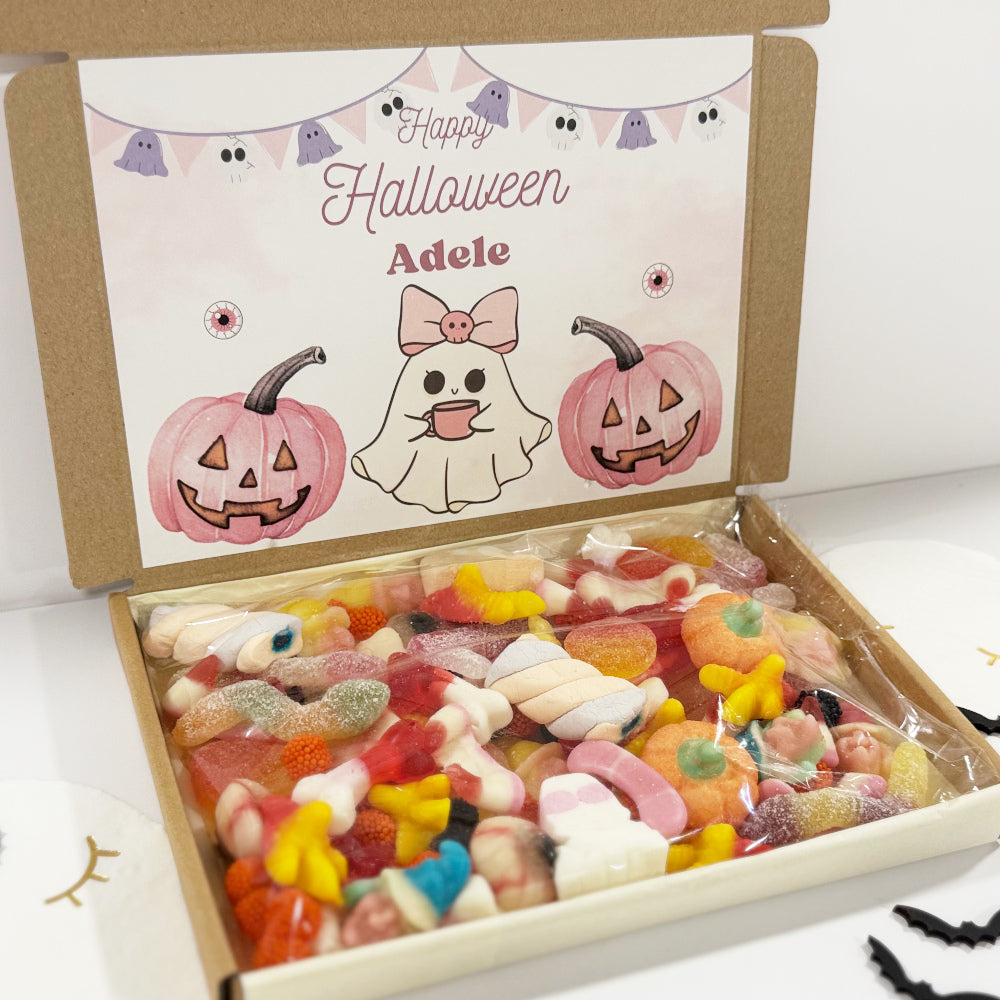 Personalised Pink Pumpkins and Ghost Sweet Box