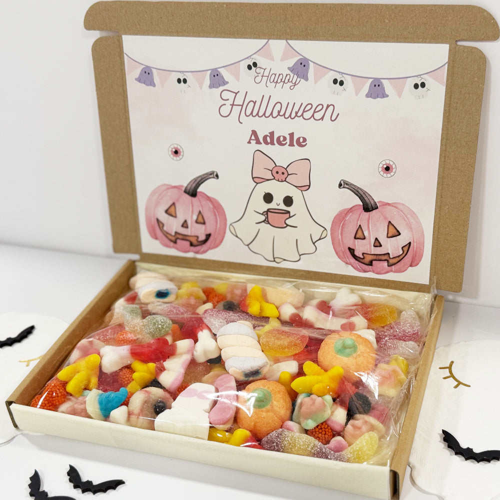 Personalised Pink Pumpkins and Ghost Sweet Box