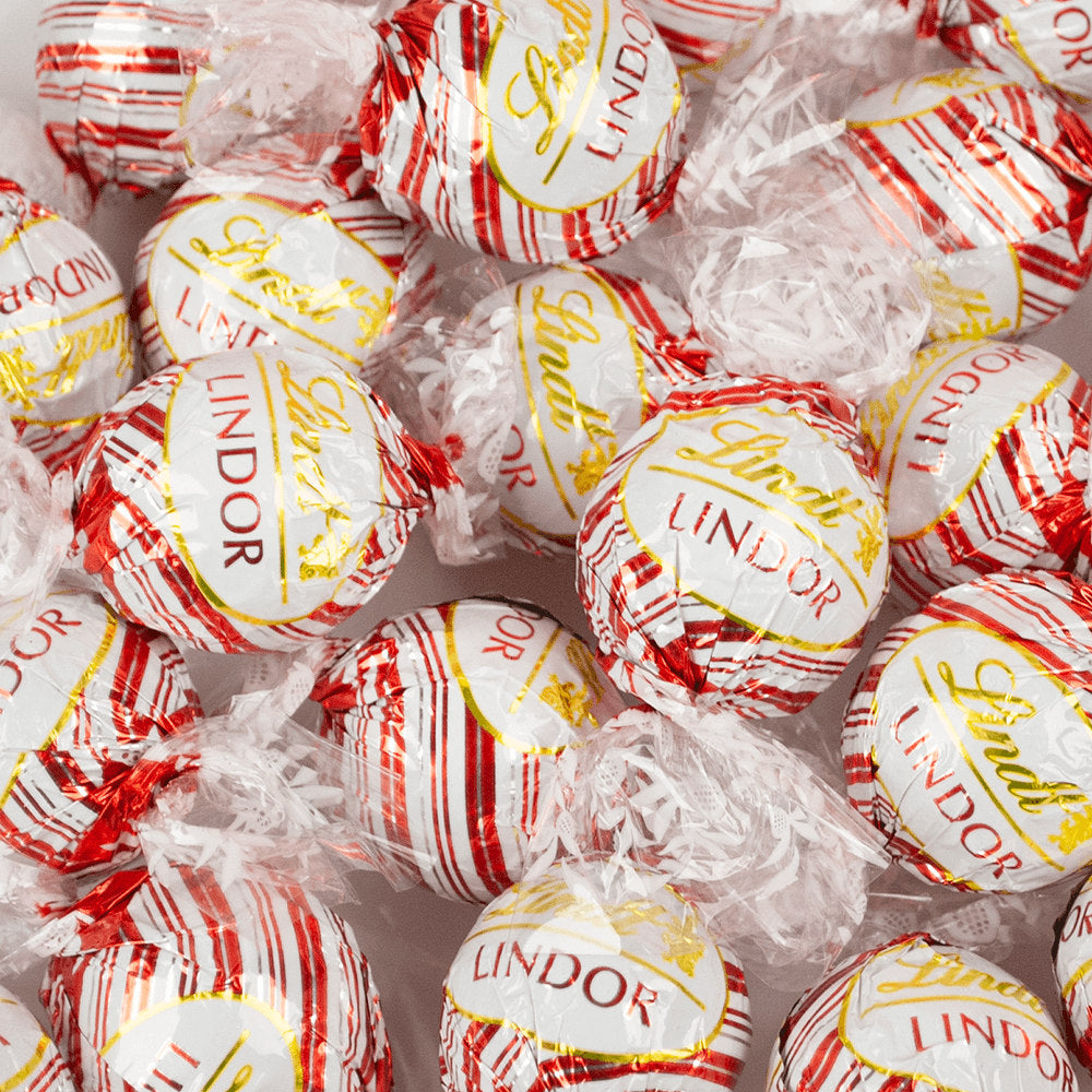 Lindt White Peppermint Chocolate Truffles in a Victorian Jar