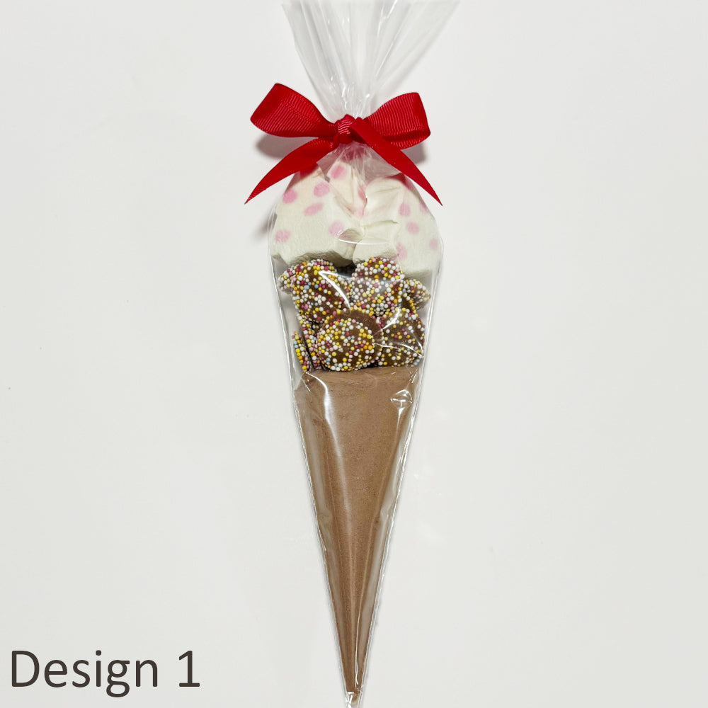 Christmas Hot Chocolate Cones with Chocolates and Marshmallows