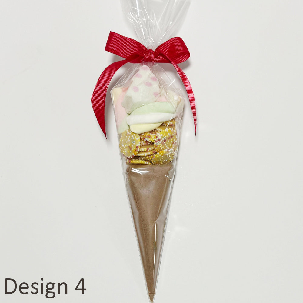 Christmas Hot Chocolate Cones with Chocolates and Marshmallows