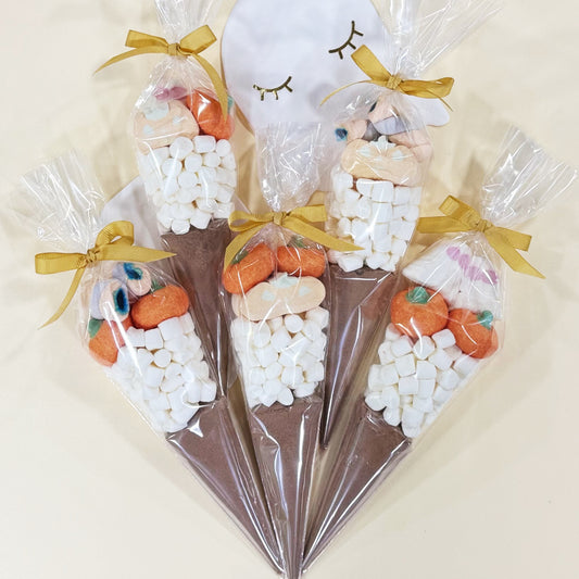 Halloween Themed Hot Chocolate Cones with Marshmallows