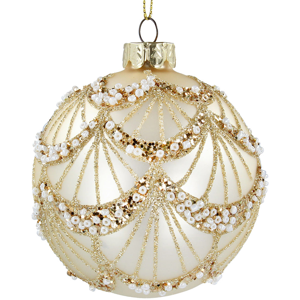 Matt Gold Glass Ball with Gold Bead Swags