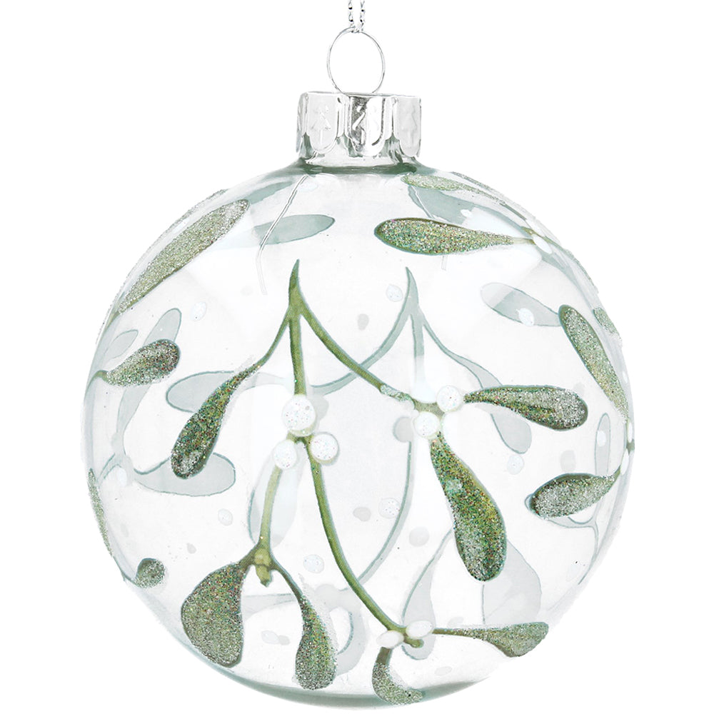 Clear Glass Ball with Mistletoe