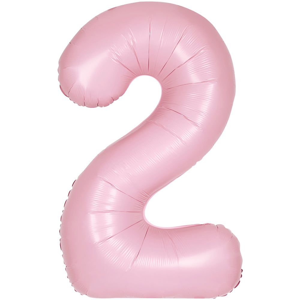 34" Giant Matte Baby Pink Foil Number 2 Balloon