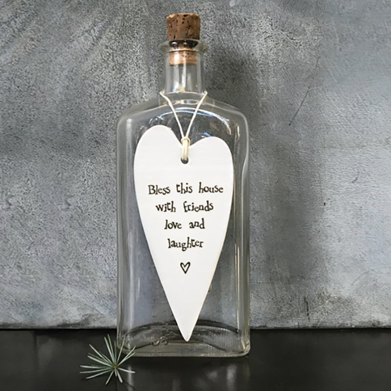 Porcelain Hanging Long Heart - Bless This House