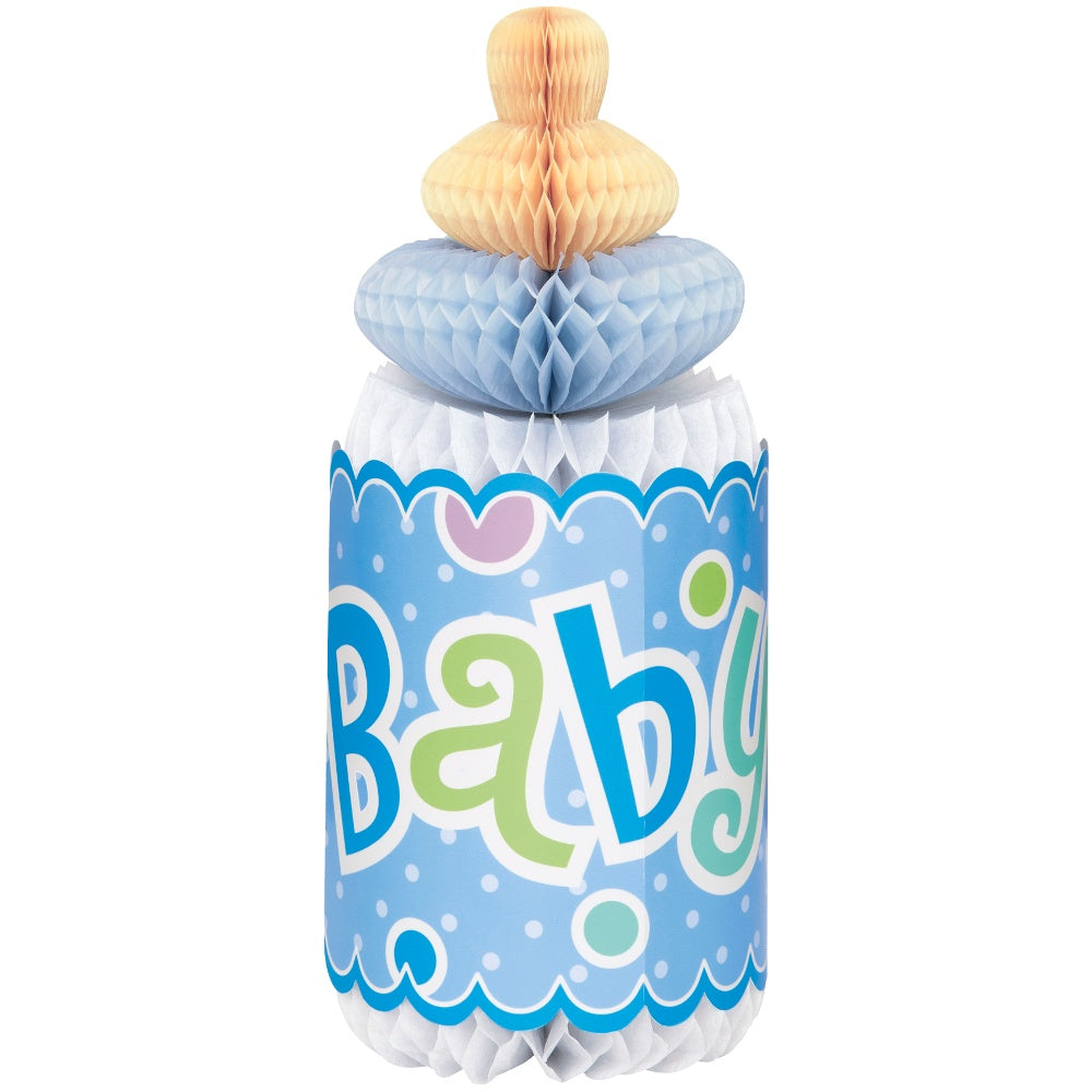 Blue Polka Dot Bottle Shaped Honeycomb Decoration - Unique Party - Party Touches