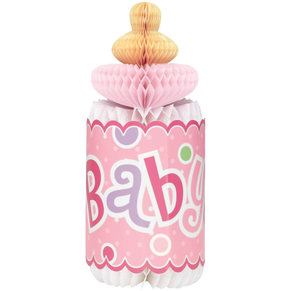 Pink Polka Dot Bottle Shaped Honeycomb Decoration - Unique Party - Party Touches