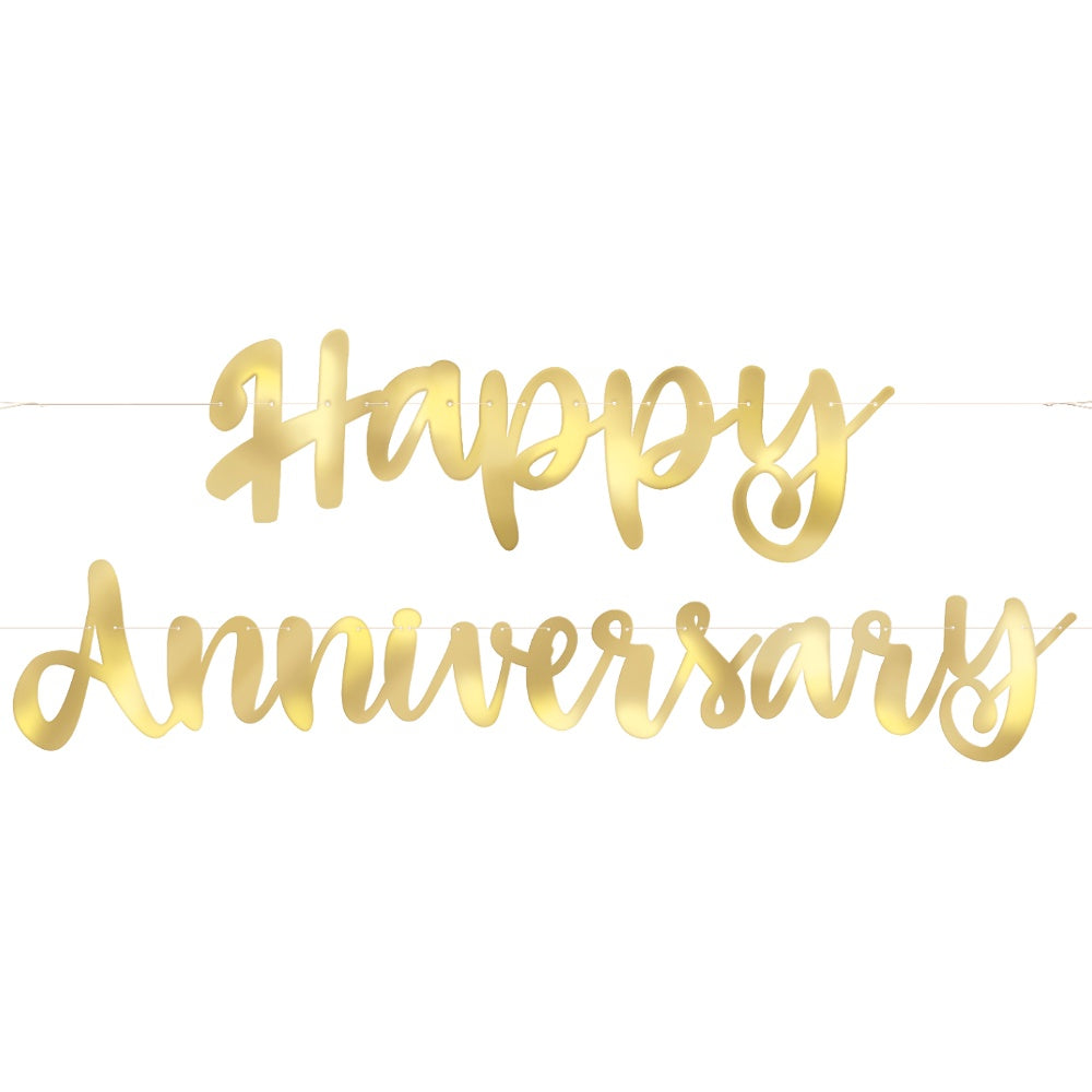 Gold Script Happy Anniversary Banner