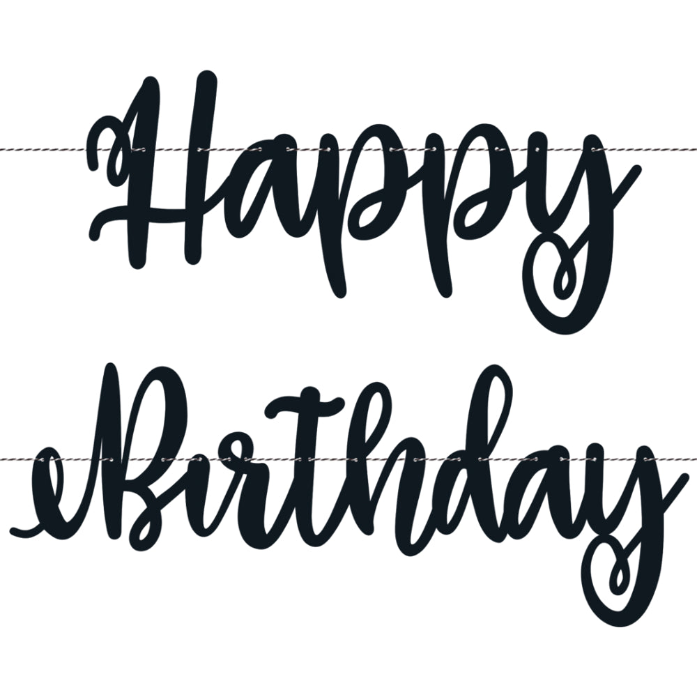 Black Happy Birthday Banner 7ft
