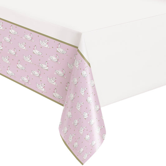 Swan Birthday Plastic Table Cover