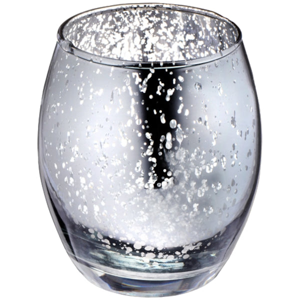 Silver Glass Large Candle Holder