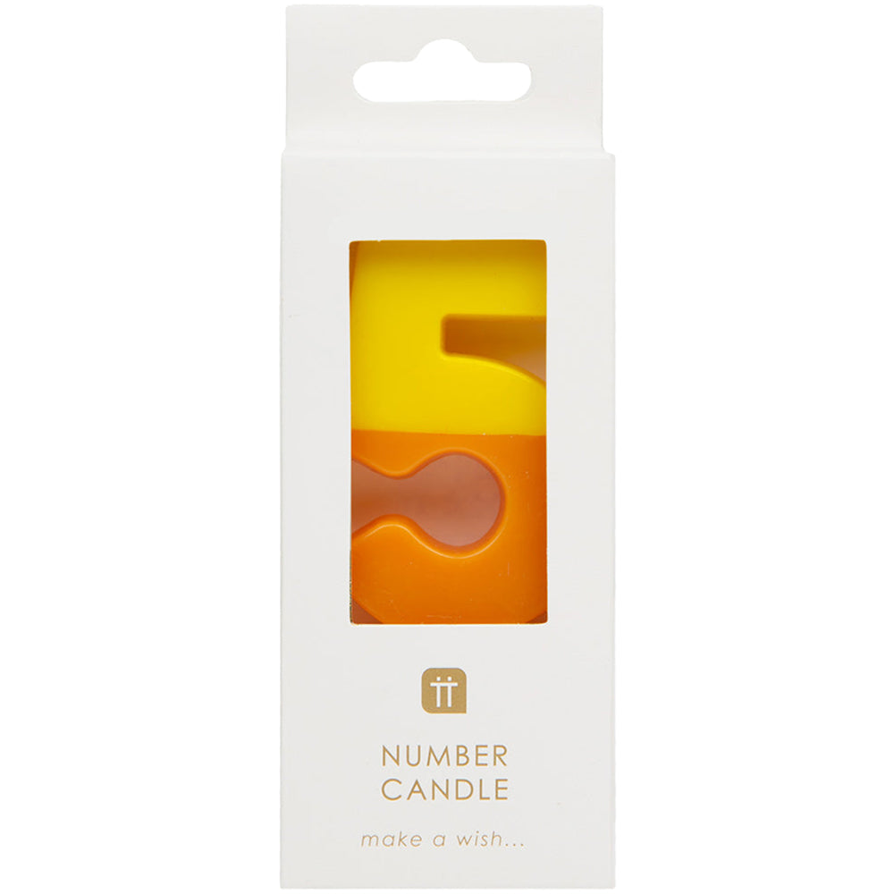 Orange and Yellow Number Candle - 5