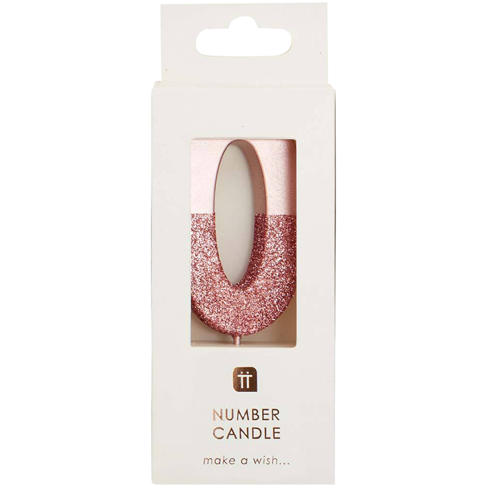 We Heart Birthdays Rose Gold Glitter Number Candle 0