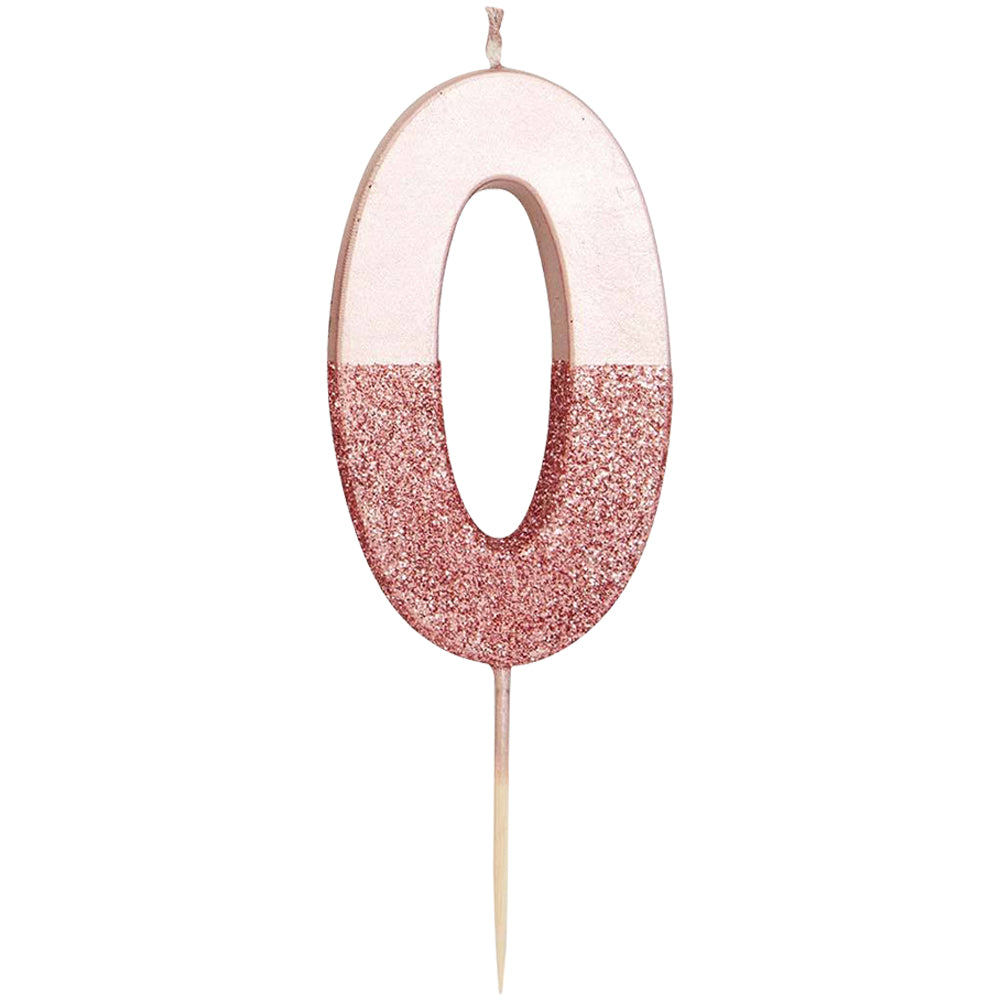 We Heart Birthdays Rose Gold Glitter Number Candle 0