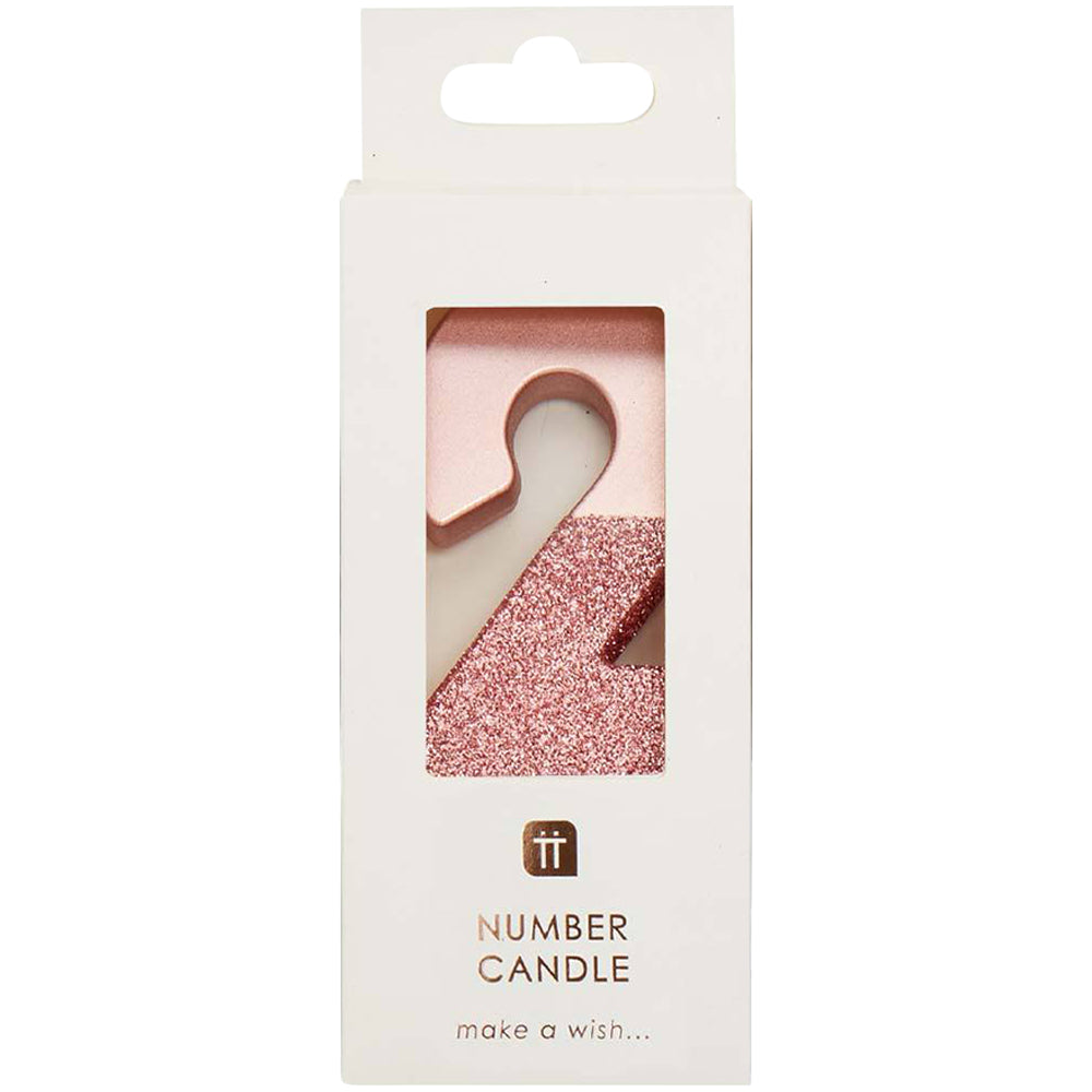 We Heart Birthdays Rose Gold Glitter Number Candle 2
