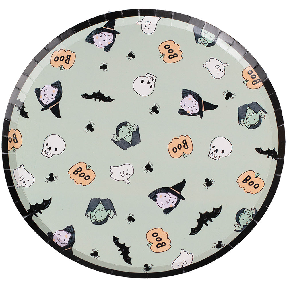 Vampire and Witch Halloween Party Plates