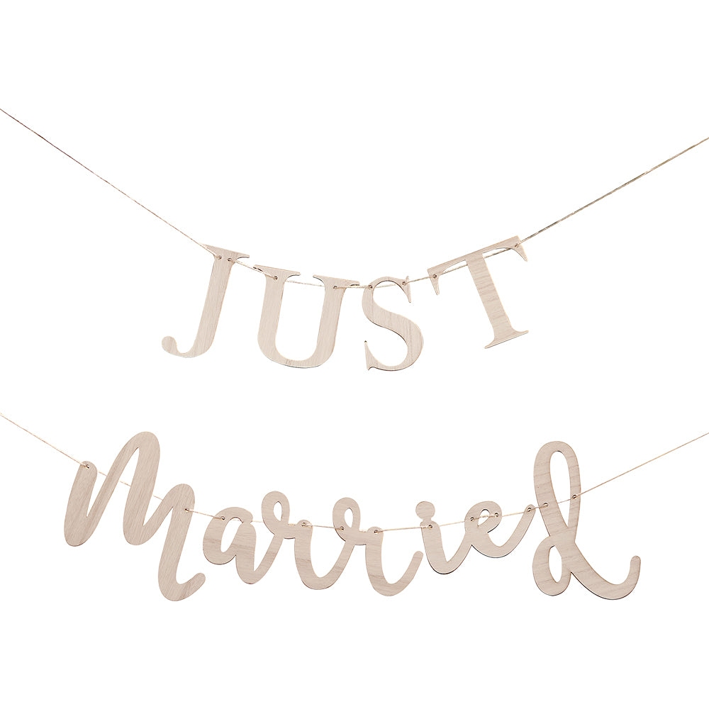 Just Married Wooden Wedding Bunting