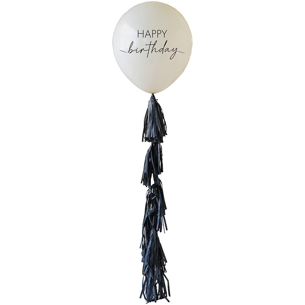 Happy Birthday Balloon with Black Tassel Tail