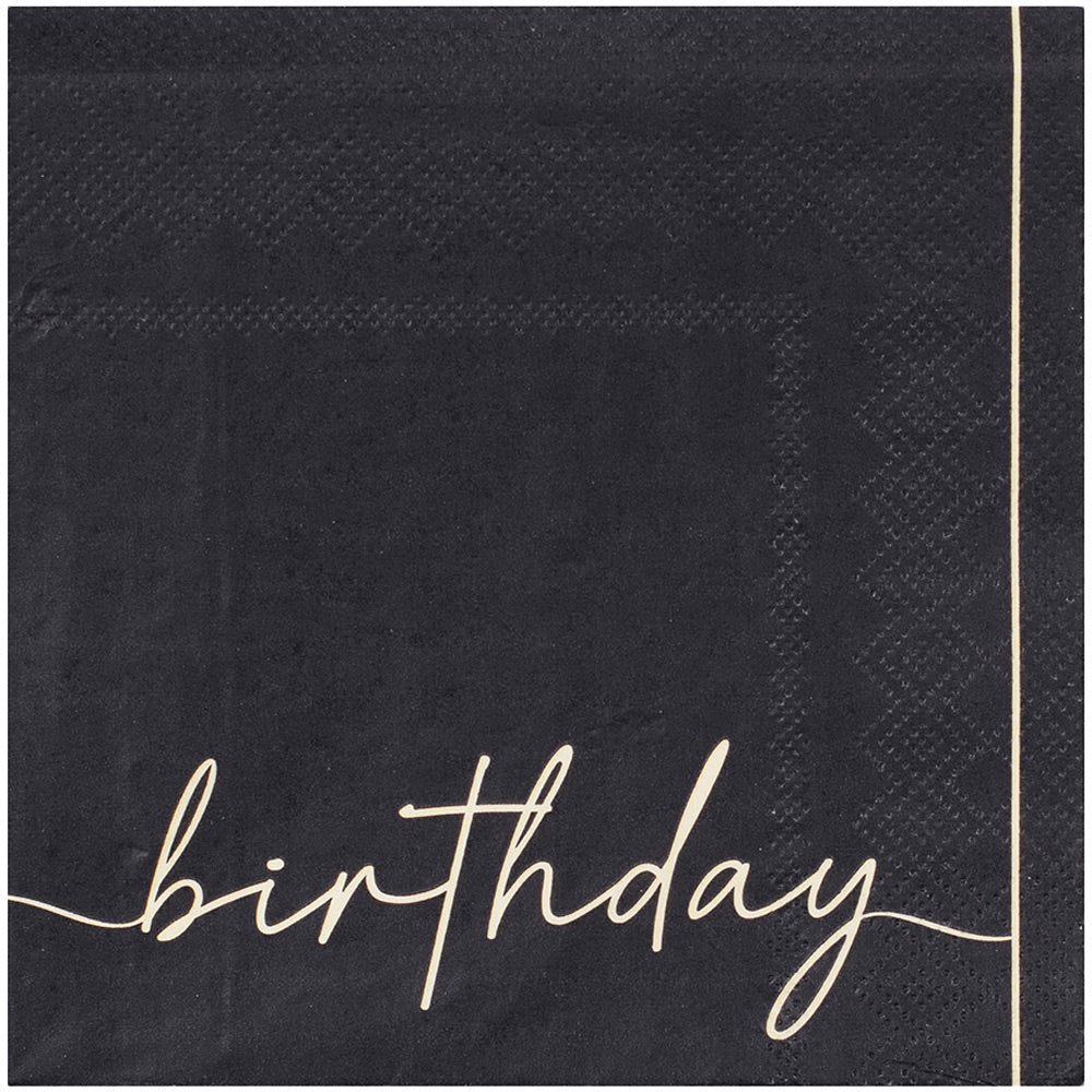 Nude and Black Happy Birthday Birthday Paper Party Napkins