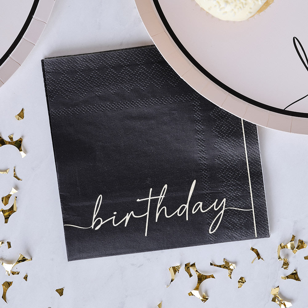Champagne Noir Milestone Birthday Party Supplies