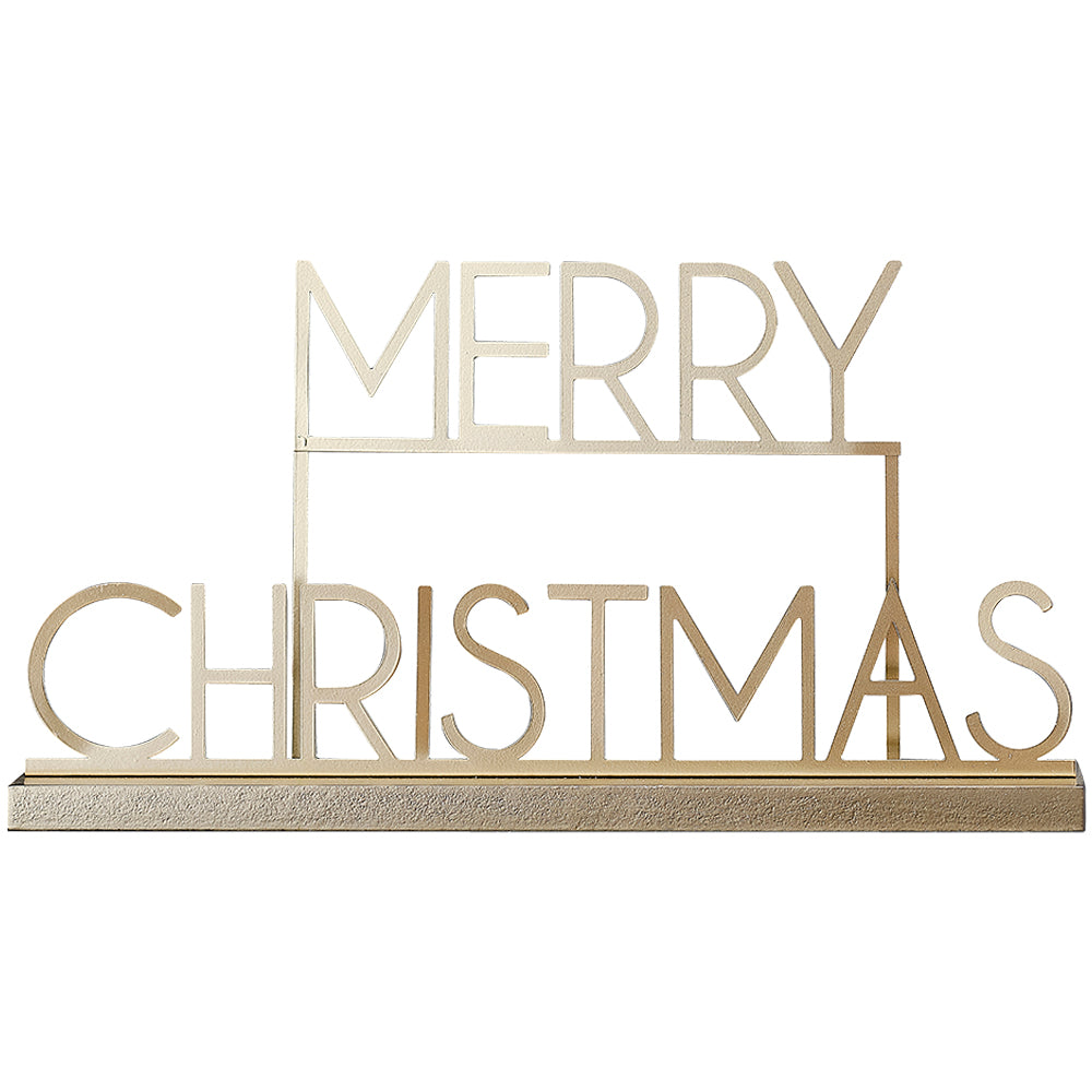 Gold Metal Merry Christmas Sign
