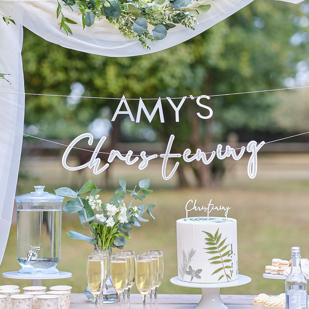 Botanical Christening Party Decorations & Tableware