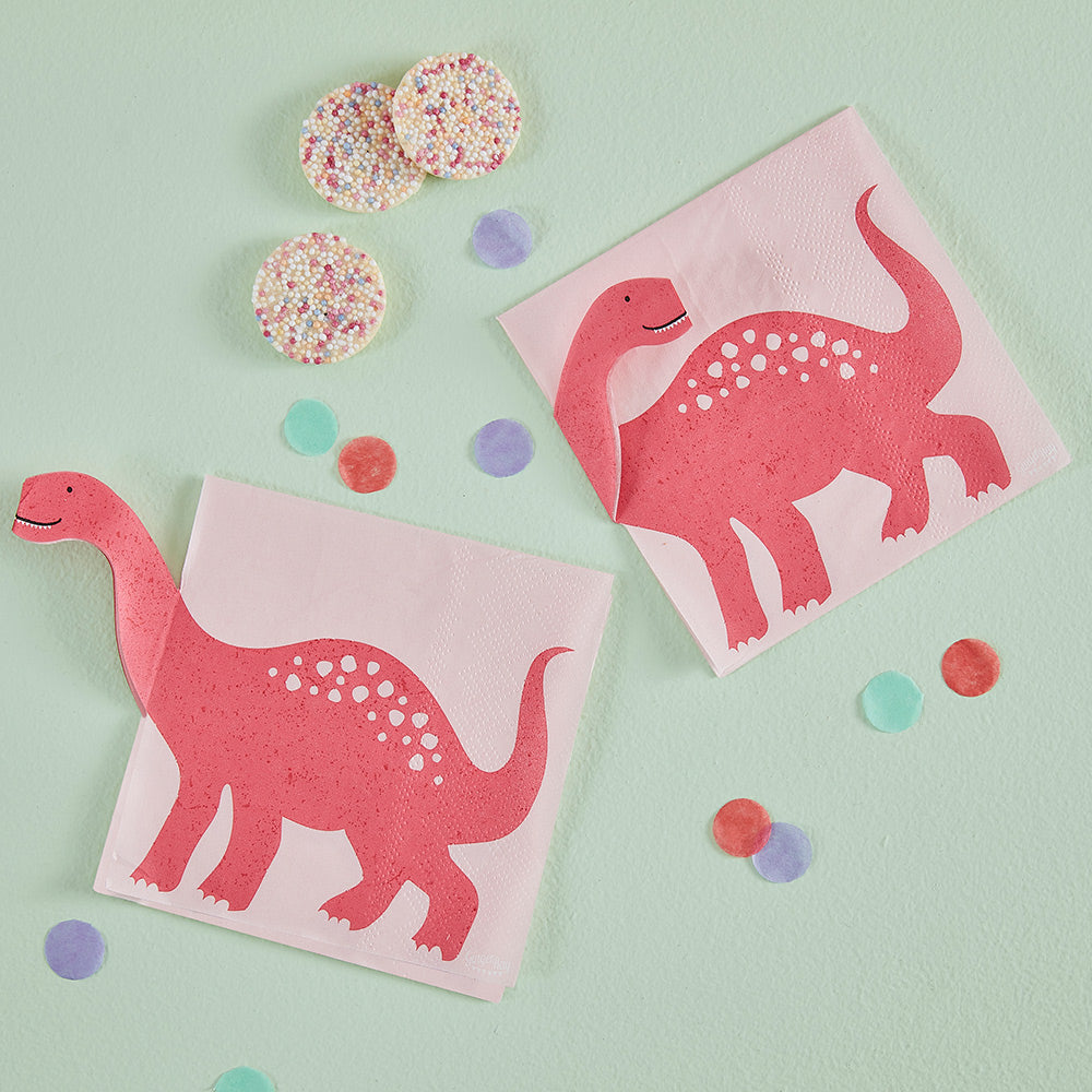 Pink Pop Out Dinosaur Paper Napkins