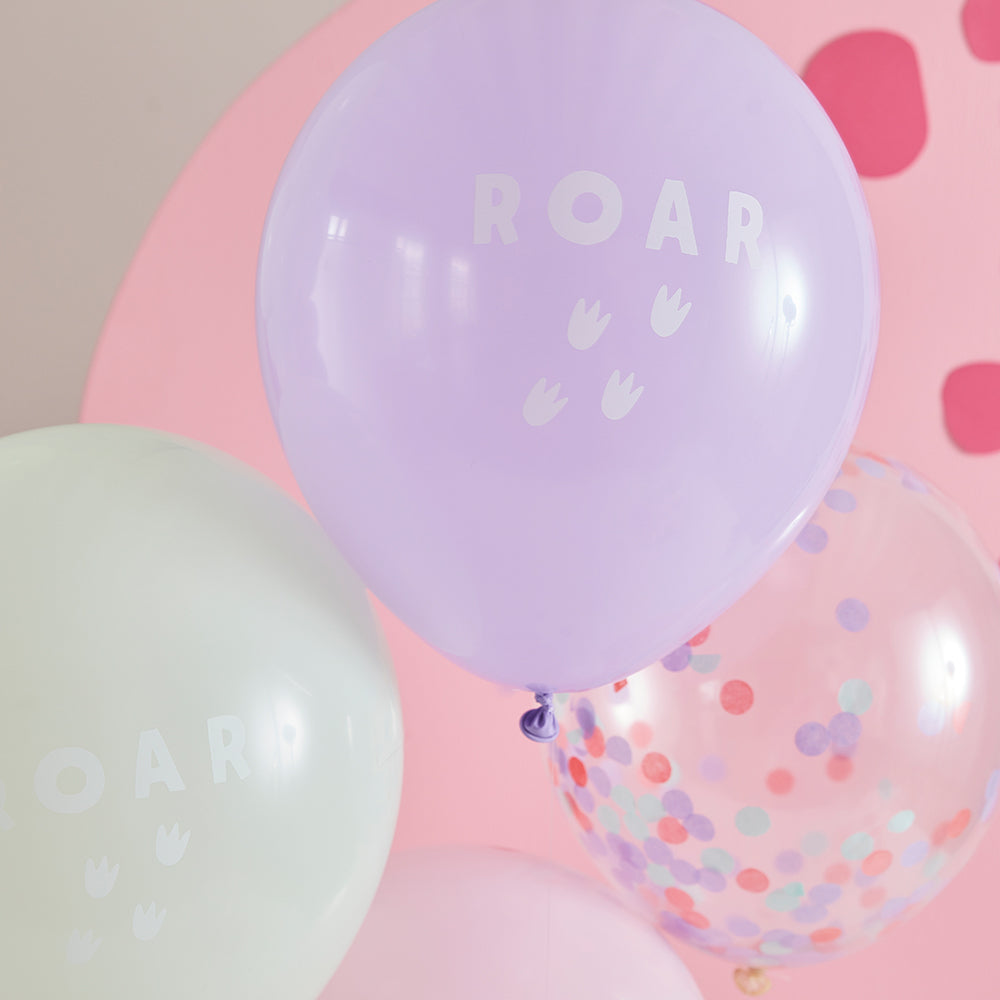 Pink, Lilac and Pastel Green Roar Balloon Bundle