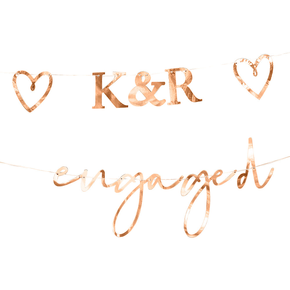 Customisable Rose Gold Engaged Bunting