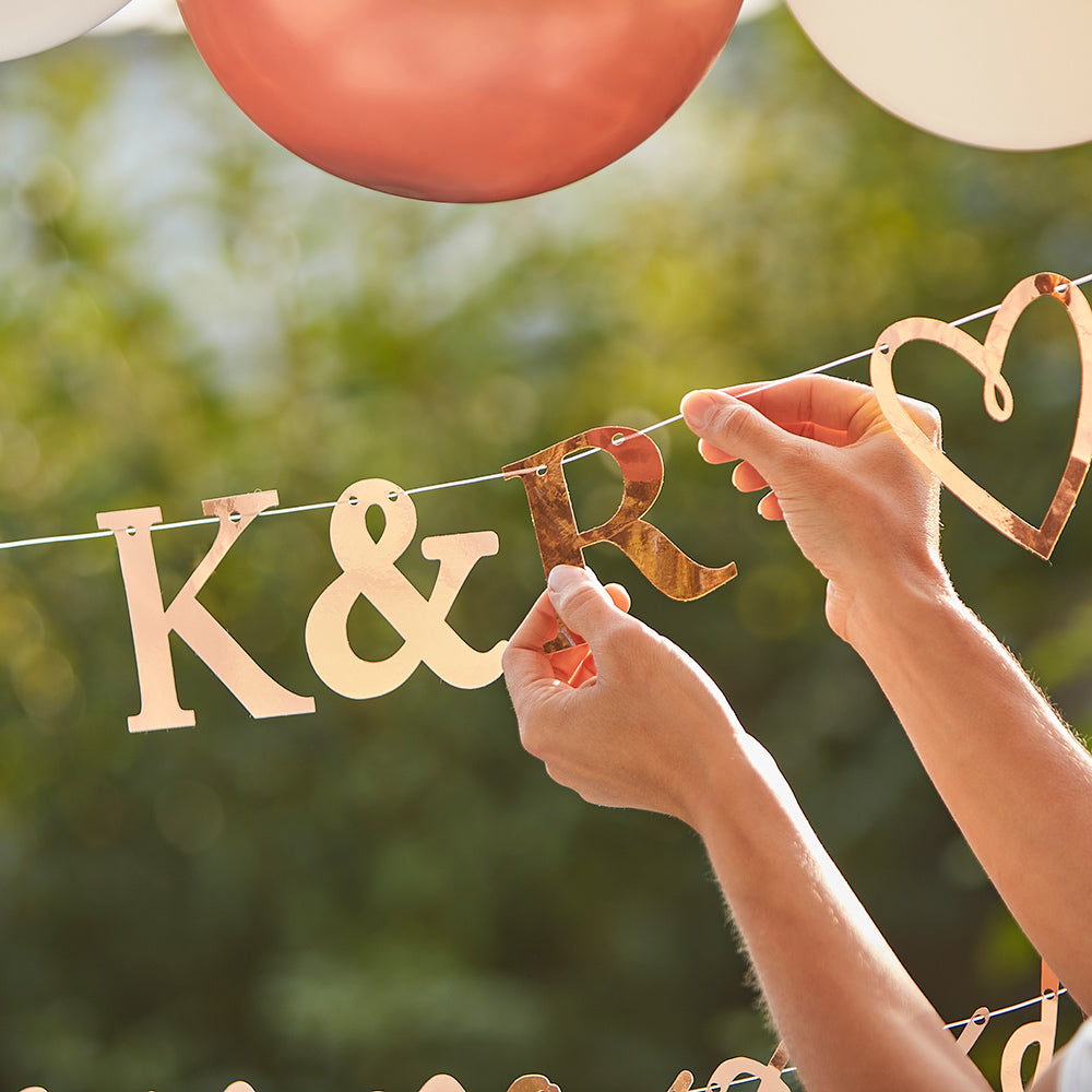 Customisable Rose Gold Engaged Bunting