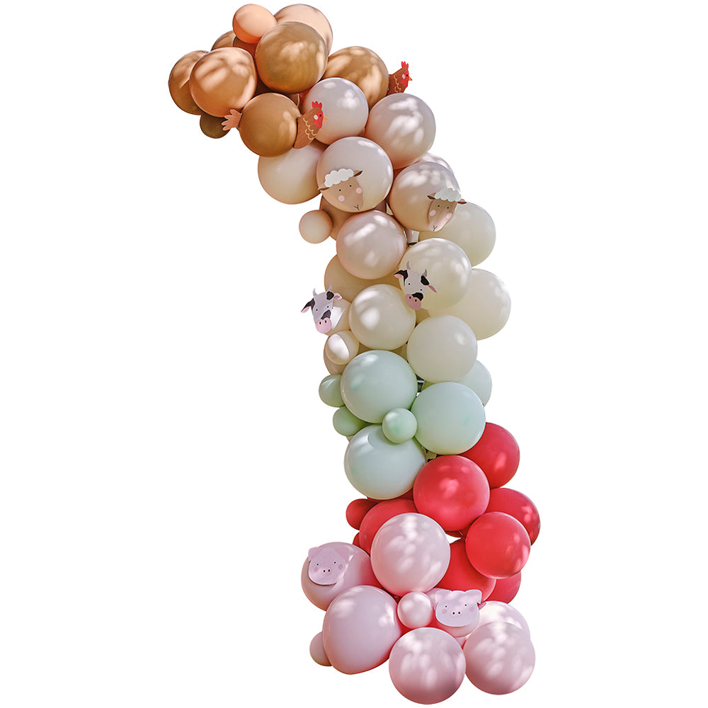 Farm Party Balloon Arch with Card Animals