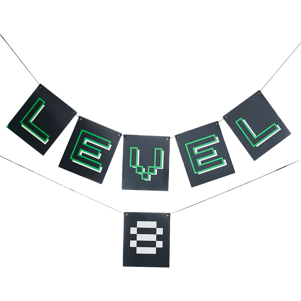 Customisable Age Black and Green Level Up Bunting
